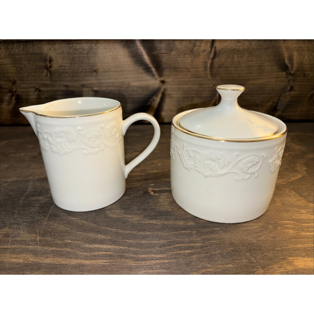Farberware Calais 4173 Creamer & Covered Sugar 3 pc Set VINTAGE 1998